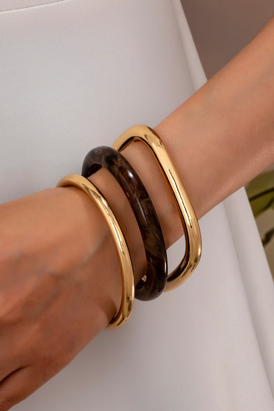 Tortoise & Gold Bangle Bracelet Set