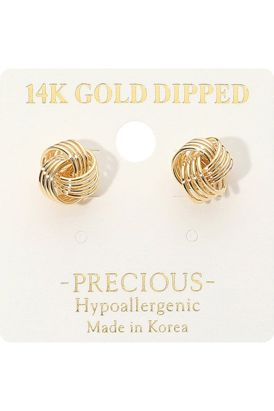 Gold Love Knot Stud Earrings