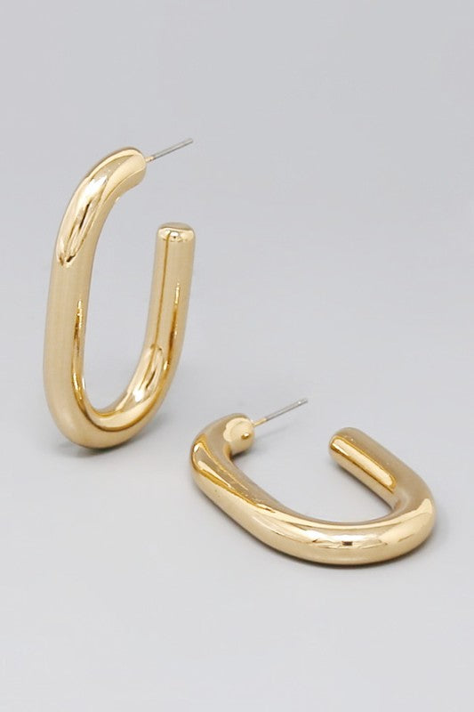 Oval Tube Hoop Earring-Gold
