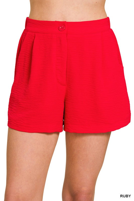 Solid Air Flow Elastic Back Shorts