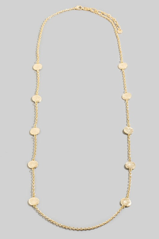 Stationary Coins Long Chain Necklace-Gold