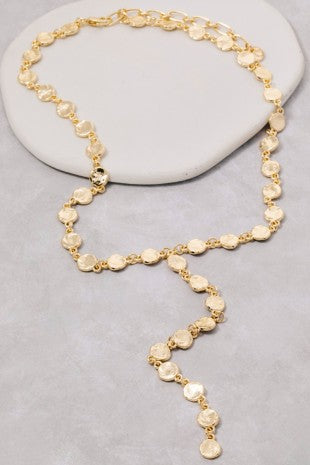 Mini Gold Coin Y Chain Necklace