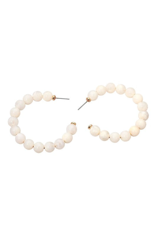 Resin Ball Bead Hoop Earrings