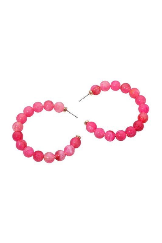 Resin Ball Bead Hoop Earrings