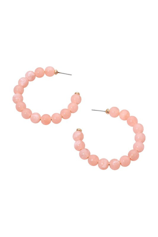 Resin Ball Bead Hoop Earrings