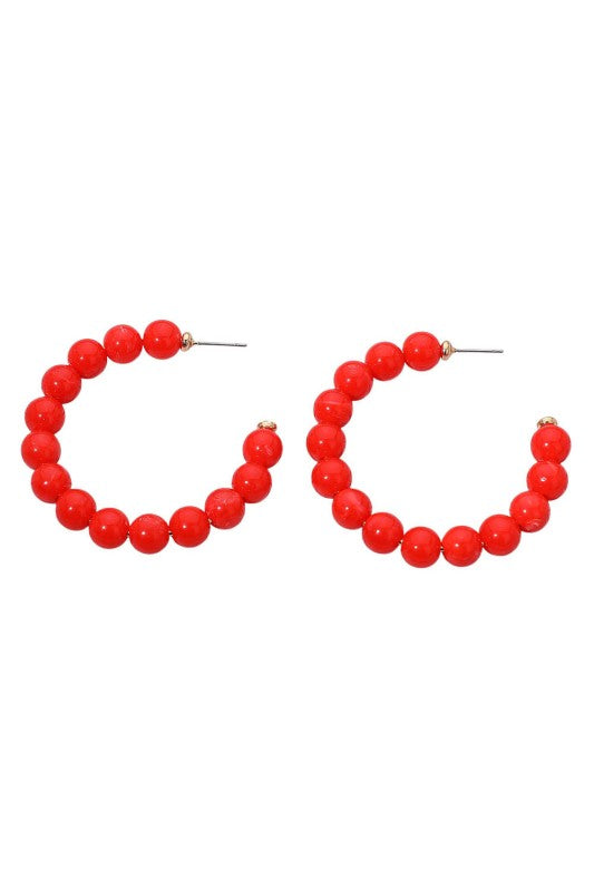 Resin Ball Bead Hoop Earrings