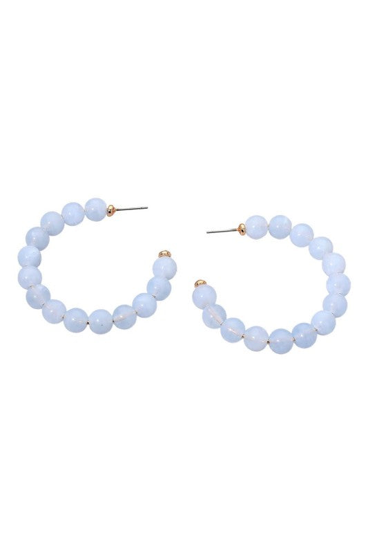 Resin Ball Bead Hoop Earrings