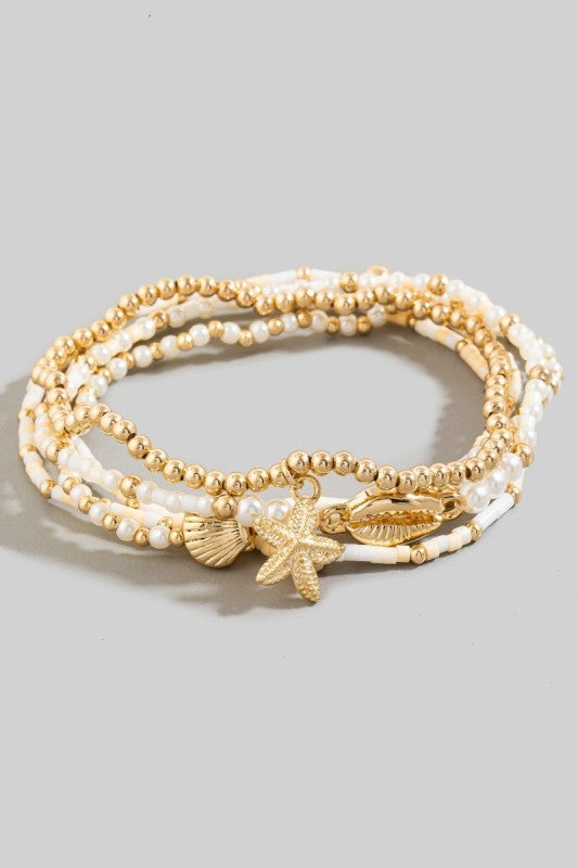 Starfish & Shells Beaded Bracelet Set