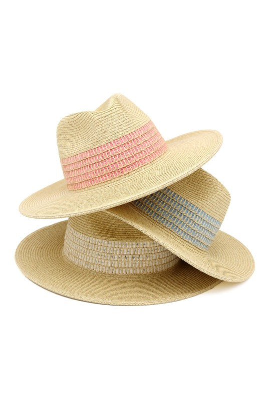 Wide Color Woven Striped Straw Hat