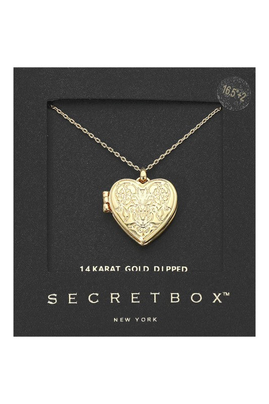 Heart Shaped Locket Necklace-Gold