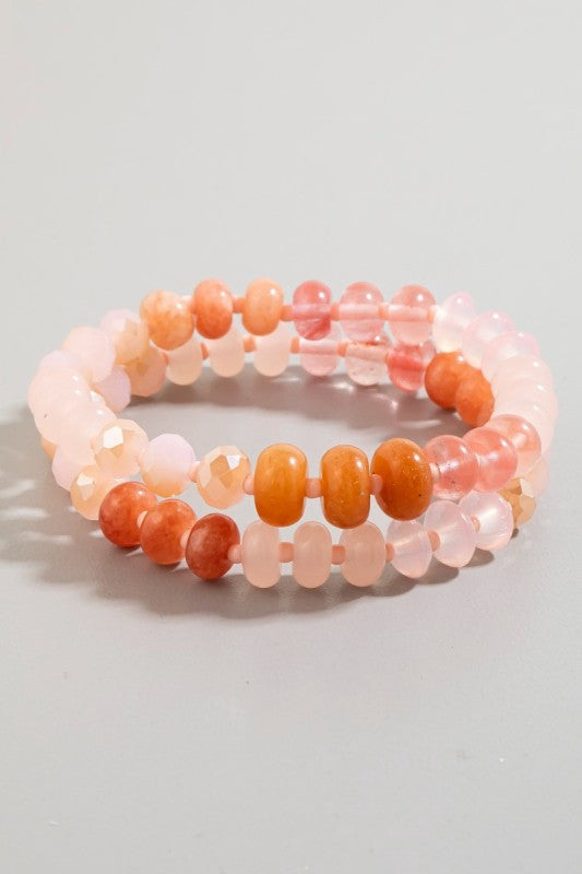 Faceted Round Beaded Bracelet Set