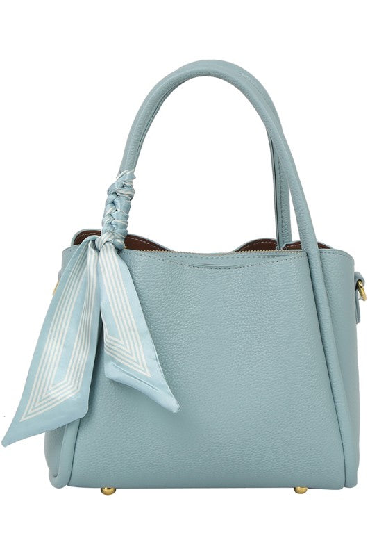 Top Handle Handbag With Scarf Accessory