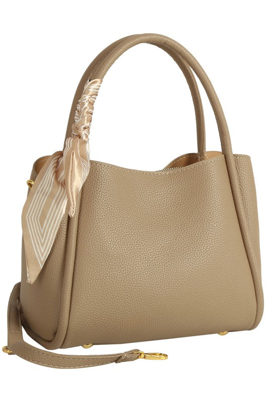 Top Handle Handbag With Scarf Accessory