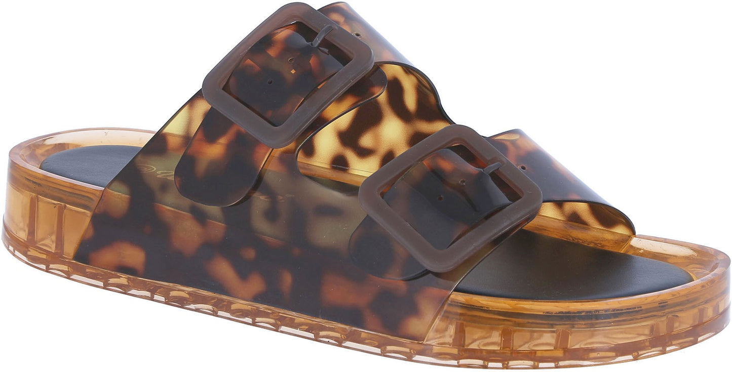 Jelly Tortoise Double Buckle Strap Slide Sandal