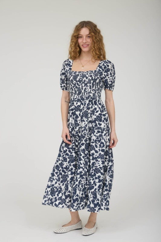 Floral Puff Sleeve Smocked Tiered Dress