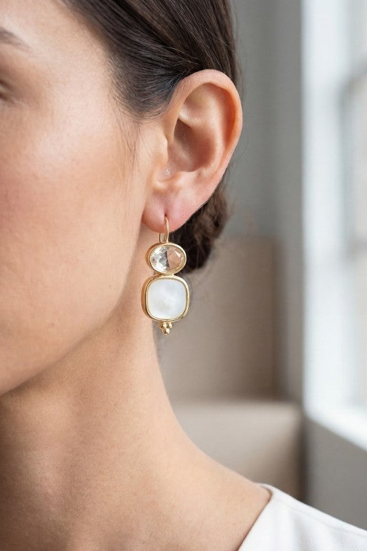 Mother of Pearl Square Drop Earring