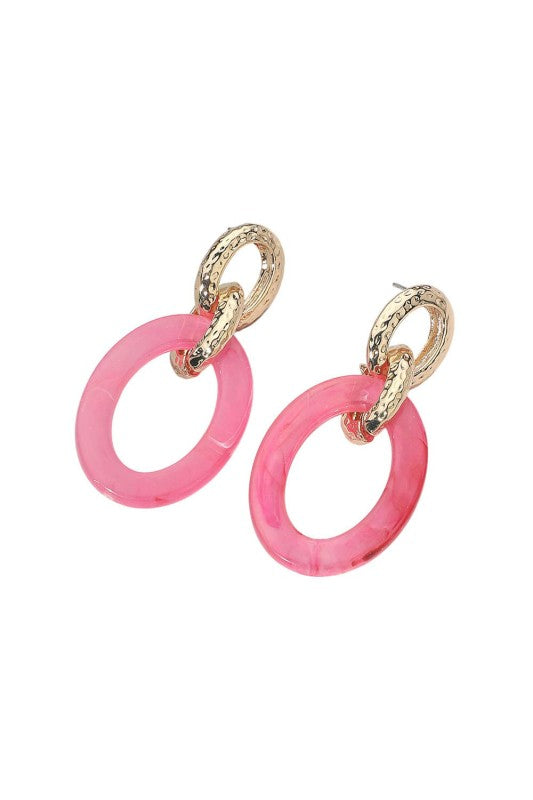 Chunky Resin Oval Link Drop Earring