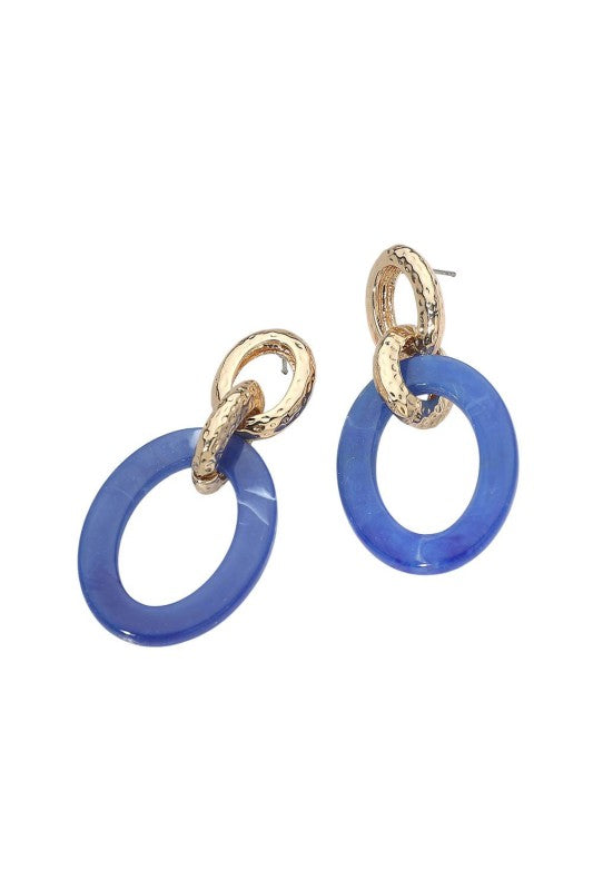 Chunky Resin Oval Link Drop Earring