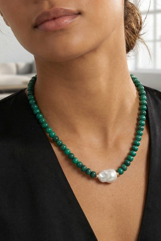 Rondelle & Baroque Pearl Beaded Necklace