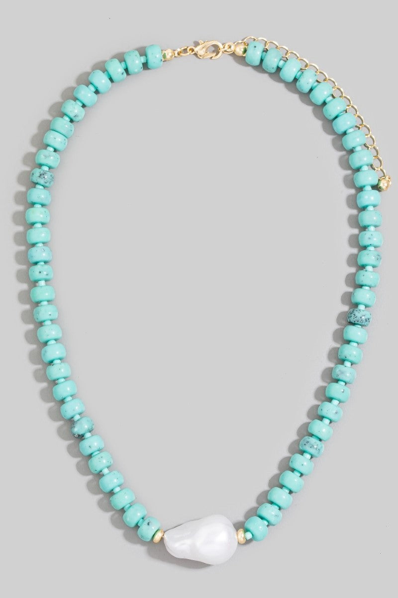 Rondelle & Baroque Pearl Beaded Necklace
