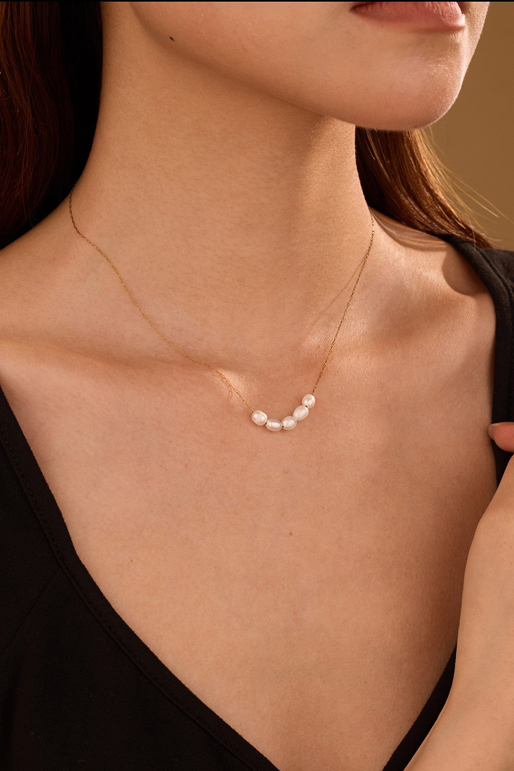 Freshwater Dainty Slider Pearls Necklace