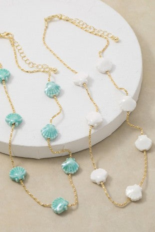 White Stationary Shell Charm Necklace