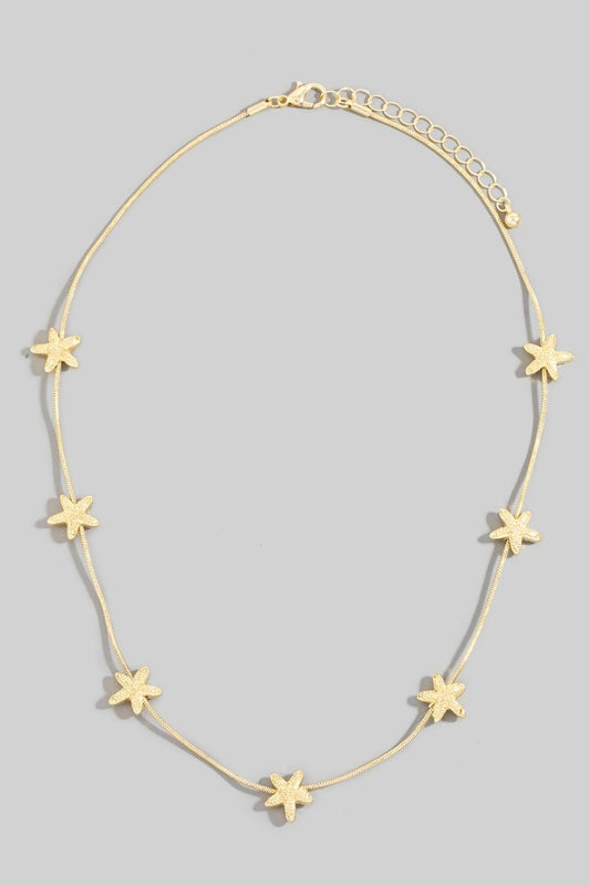 Starfish Stationary Charms Necklace-Gold