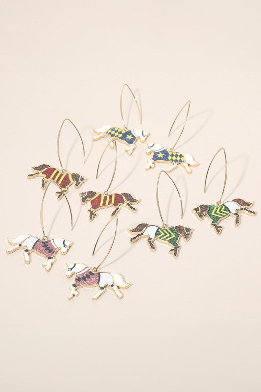 Derby Horse Charm Drop Earring