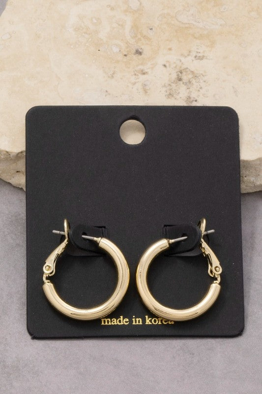 Small Gold Tube Latch Hoop Earring