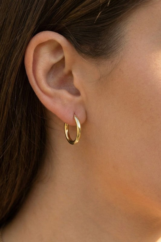 Small Gold Tube Latch Hoop Earring