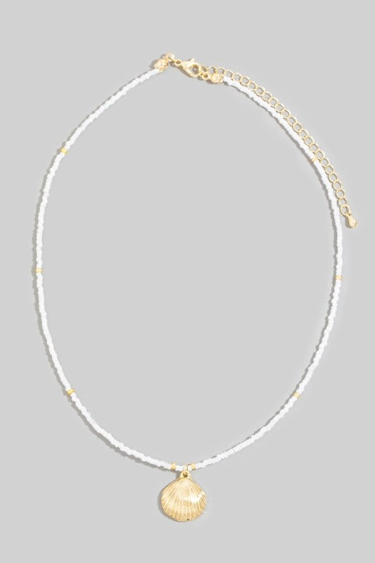 Seed Bead Gold Seashell Necklace
