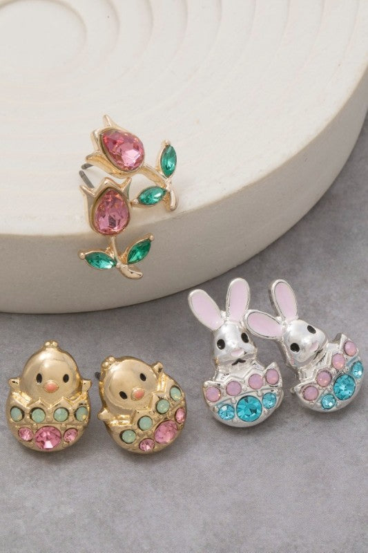 Rhinestone Easter Theme Stud Earring