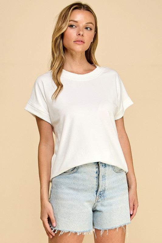 Ribbed Trim Solid Top