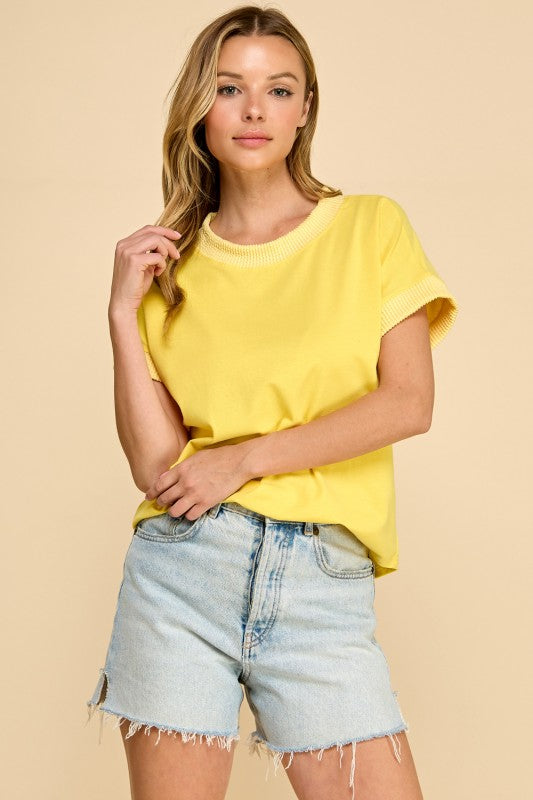 Ribbed Trim Solid Top