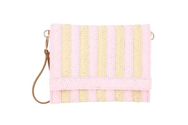 Cabana Stripe Woven Straight Edge Clutch