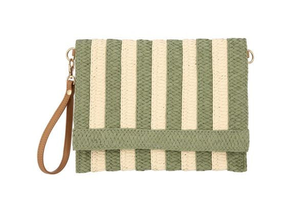 Cabana Stripe Woven Straight Edge Clutch