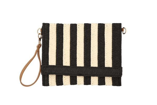 Cabana Stripe Woven Straight Edge Clutch