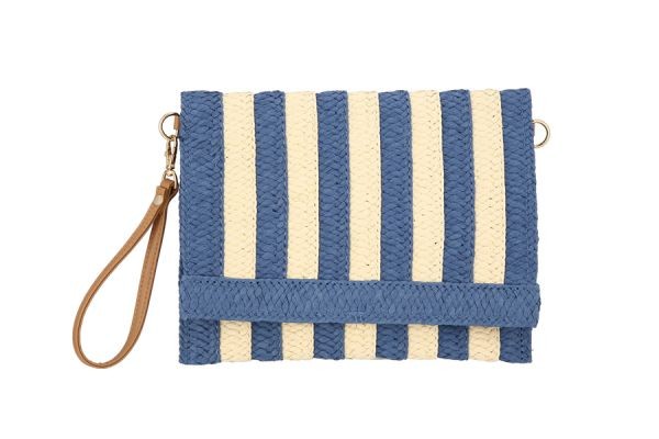 Cabana Stripe Woven Straight Edge Clutch