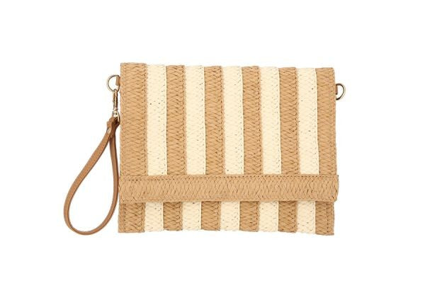 Cabana Stripe Woven Straight Edge Clutch