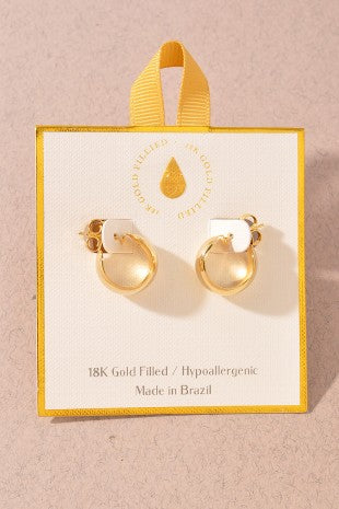 Gold Filled Thick Huggie Hoop Earring