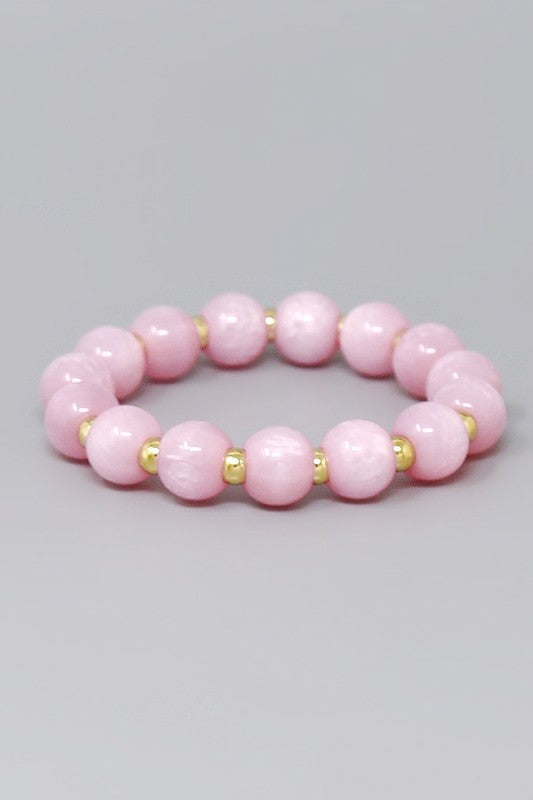 Round Resin Beaded Stretch Bracelet