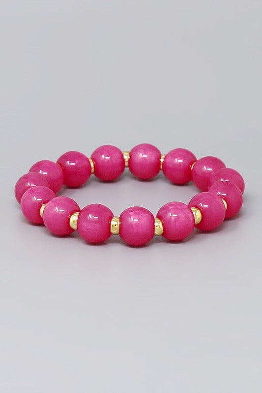 Round Resin Beaded Stretch Bracelet