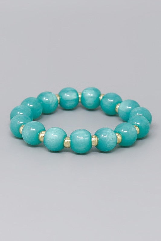 Round Resin Beaded Stretch Bracelet