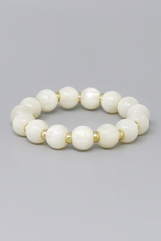 Round Resin Beaded Stretch Bracelet