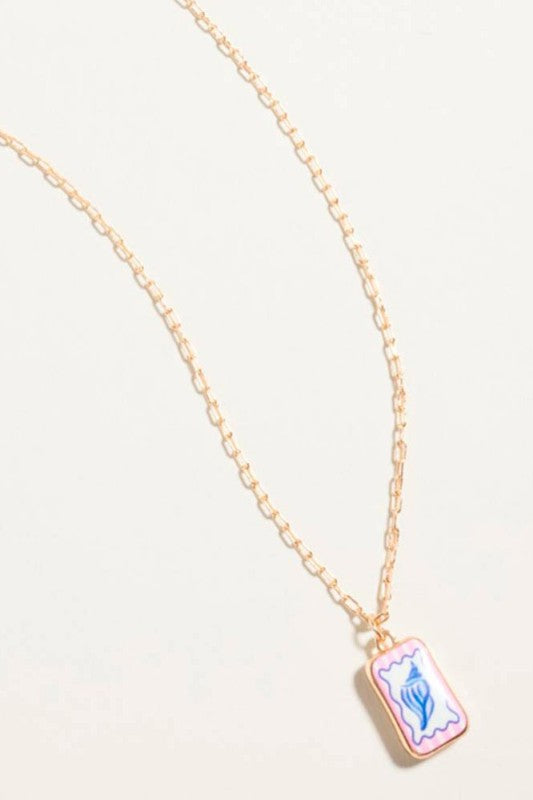 Coastal Framed Tile Pendant Necklace
