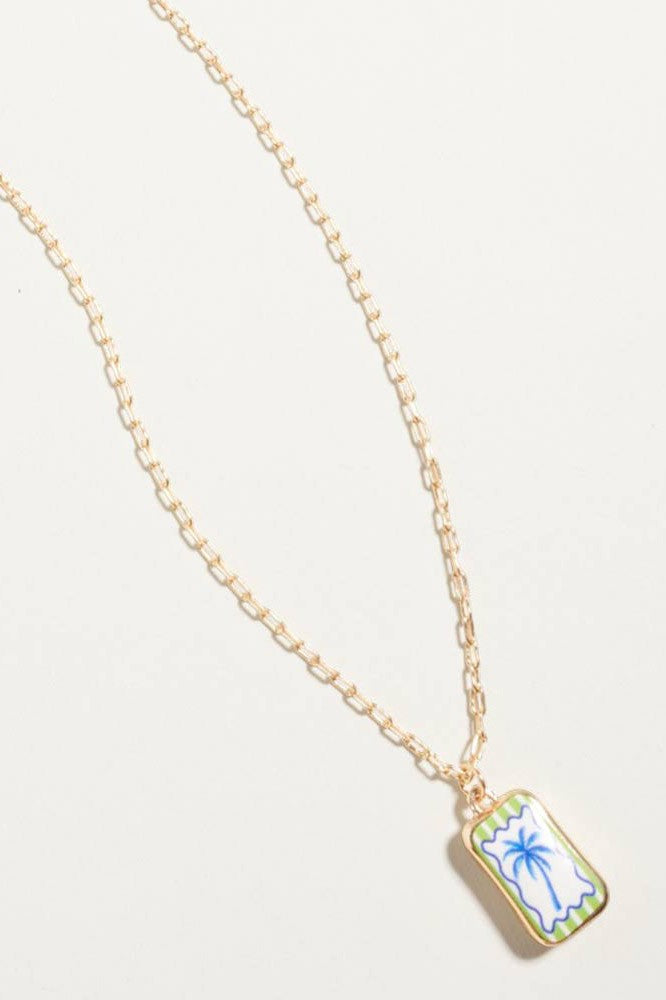Coastal Framed Tile Pendant Necklace