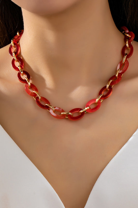 Oval Resin Linked Chain Necklace