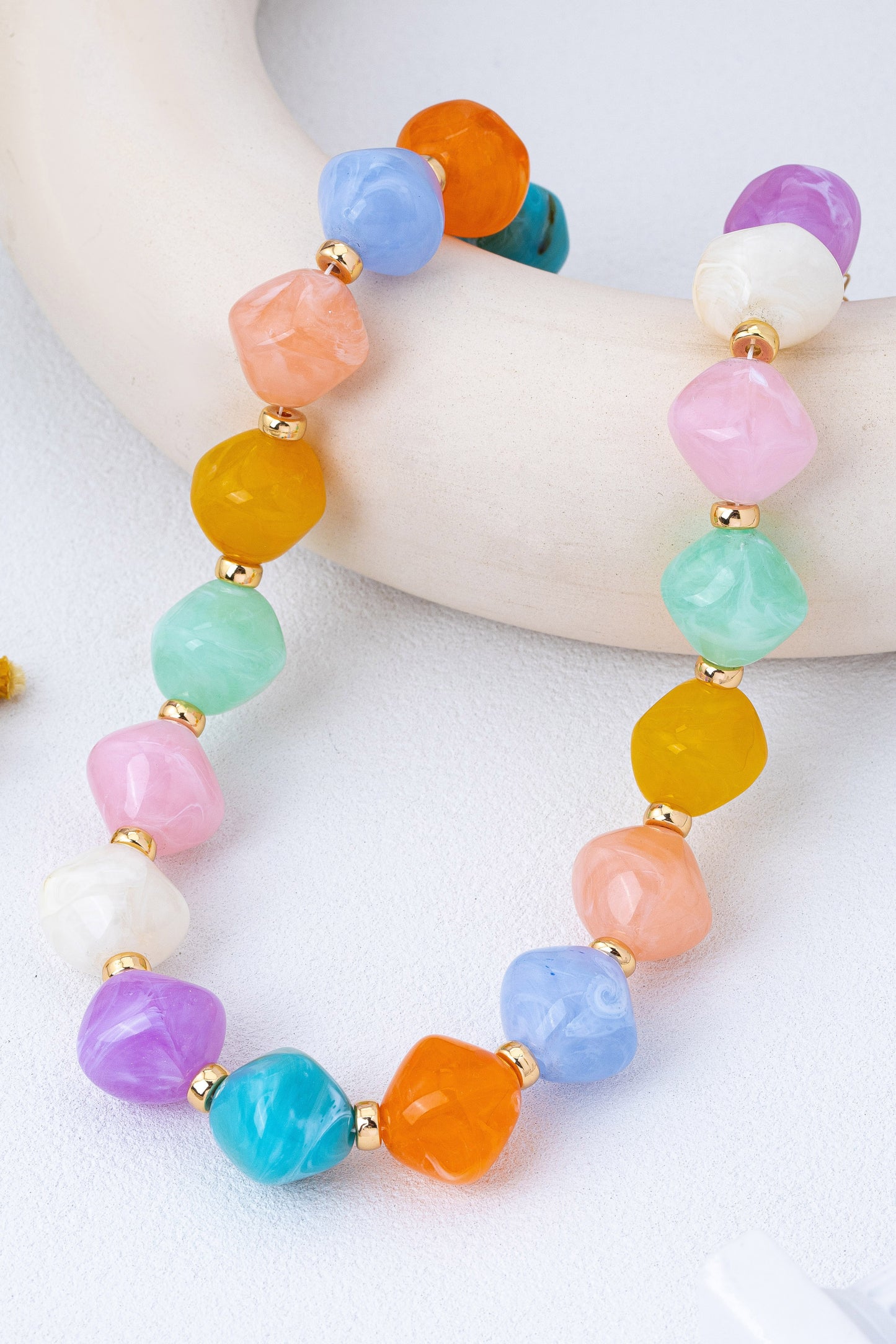 Multicolor Oversized Faceted Beaded Necklace