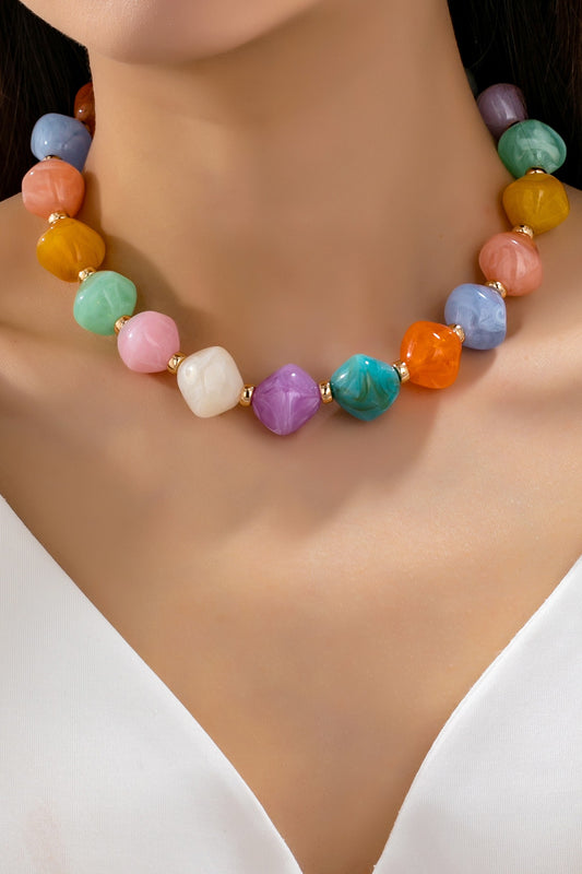 Multicolor Oversized Faceted Beaded Necklace