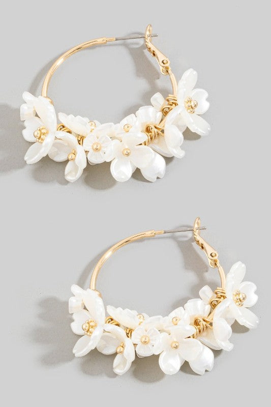 Acrylic Cluster Flower Hoop Earrings